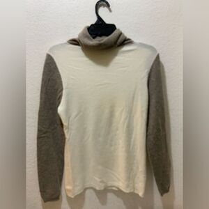 Hadleigh’s Cardigan turtleneck knit 100% cashmere Brown white size 46